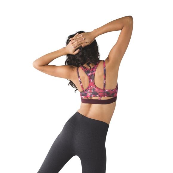 Lululemon Splendour Bra Poppy Petals Berry Rumble Multi Black Sports Yoga 4 EUC - Picture 5 of 8
